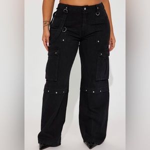 Studded straight leg utility jeans